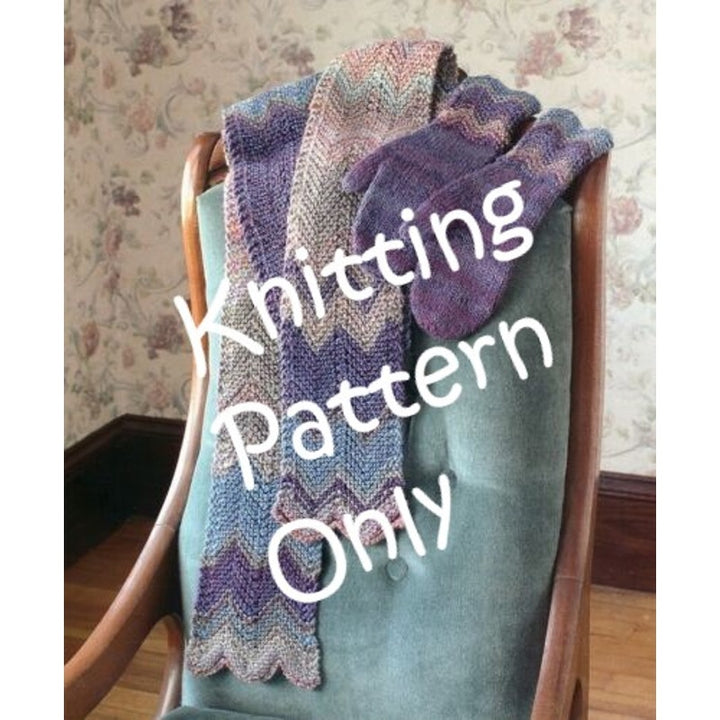 New Carol Sunday Reynolds Odyssey 82329 Chevron Scarf Mittens Knitting Pattern
