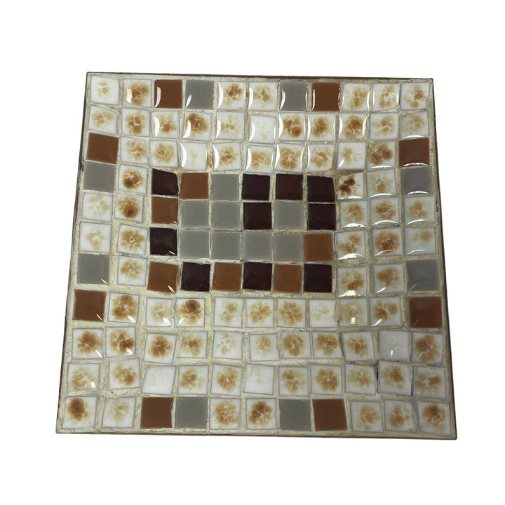 Vintage 1970s Handmade Small Stone Mosaic Gold Toned Candy Dish Ash Tray