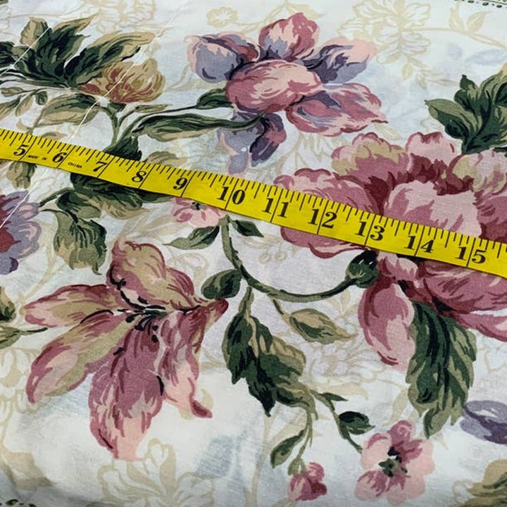 Cottage Floral Stripe Fabric Remnant Window Valance Cotton Craft Sewing Supply