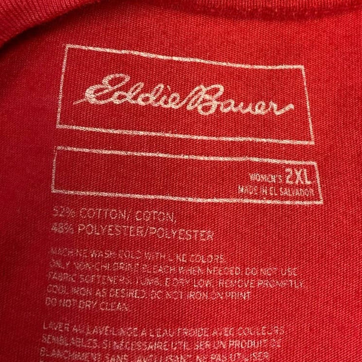 Eddie Bauer XL Long Sleeve Cotton Blend Christmas Reindeer Stars Tee Shirt