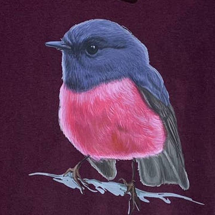 Upcycled Hand Printed Small Pink Robin Ukraine Flag Slava Ukraini Artist Tee