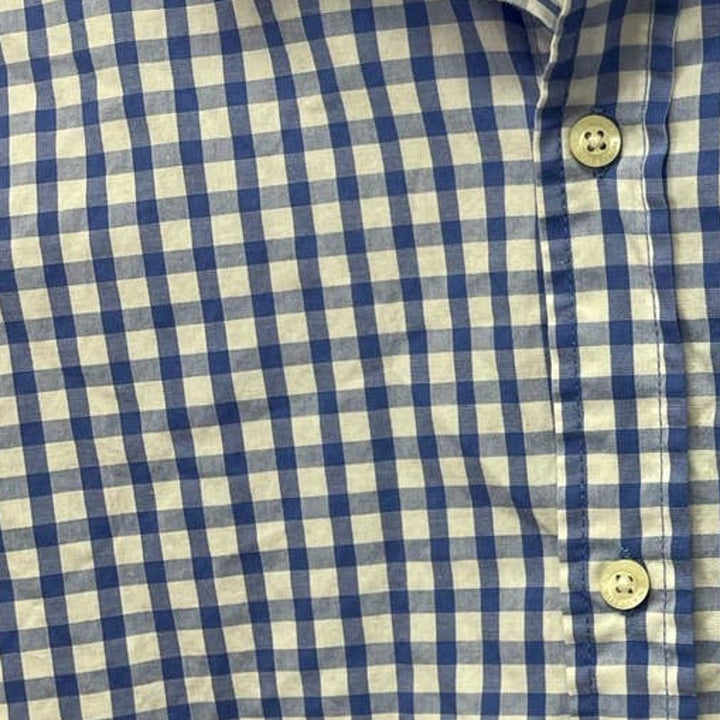 Nautica Boys XL (18/20) Short Sleeve White Blue Plaid Button Up Casual Shirt
