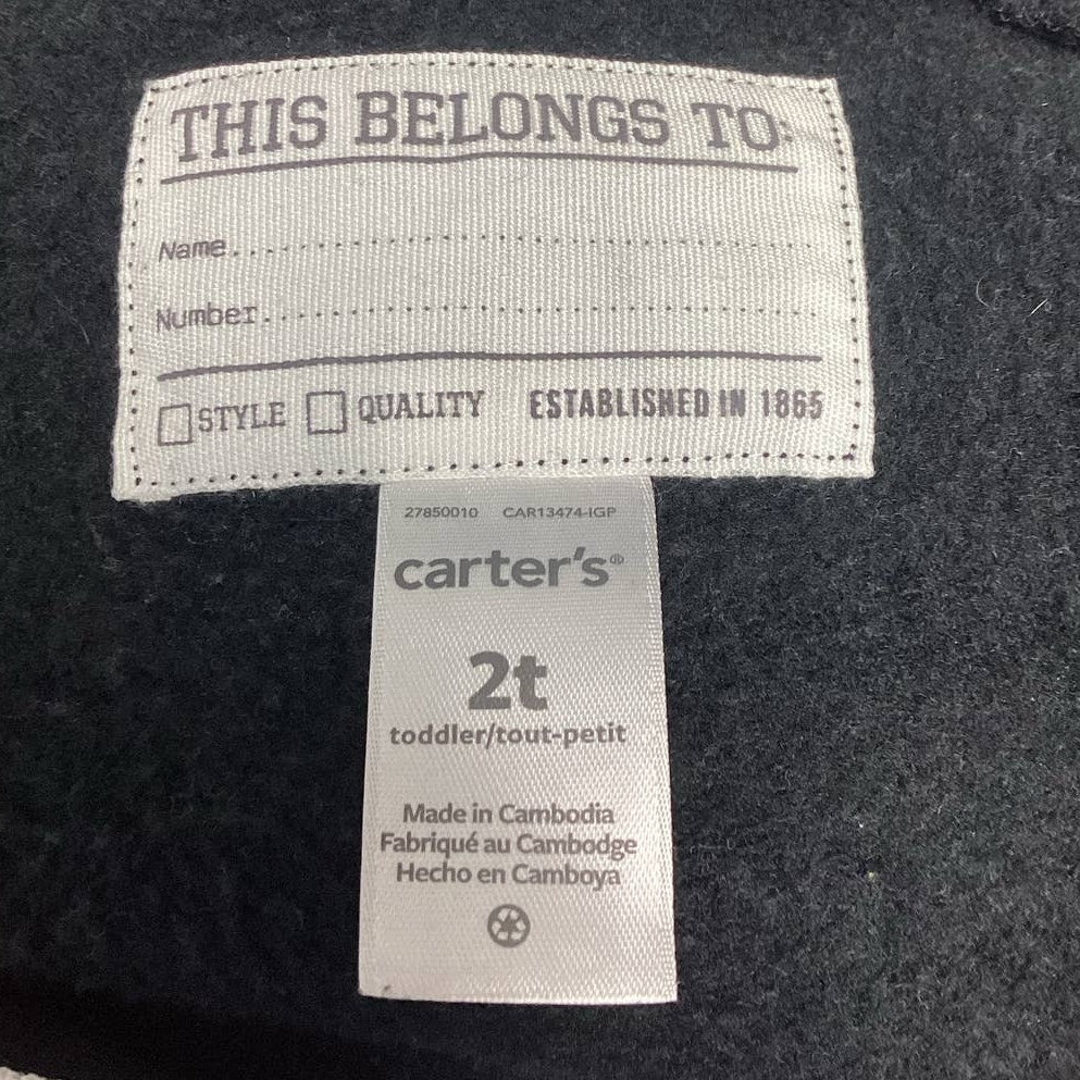 Carters 2T Happy 2nd Birthday Baby Shark Cotton Blend Full Zip Hoodie Jacket