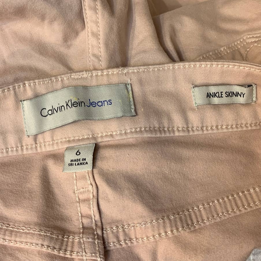 Calvin Klein Jeans Size 6 Blush Pink Stretch Cotton Blend Ankle Skinny Jeans