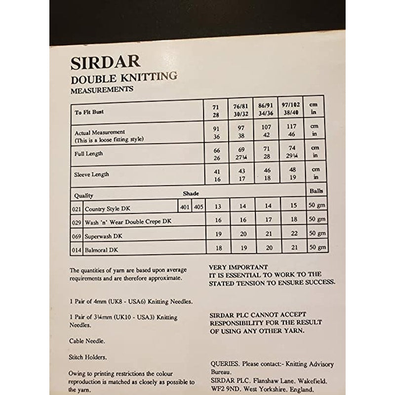 New Sirdar 5138 Country Style Double Knitting Pullover Cabled Sweater Pattern