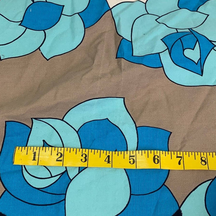 1yd Large Blue Rose Floral Print Wide Stripe Cotton Craft Sewing Fabric Remnant
