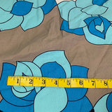 1yd Large Blue Rose Floral Print Wide Stripe Cotton Craft Sewing Fabric Remnant