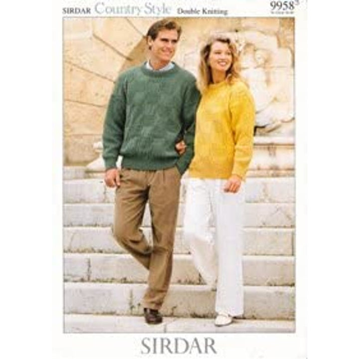 New Sirdar 9958 Country Style His Hers Pullover Sweater Double Knitting Pattern