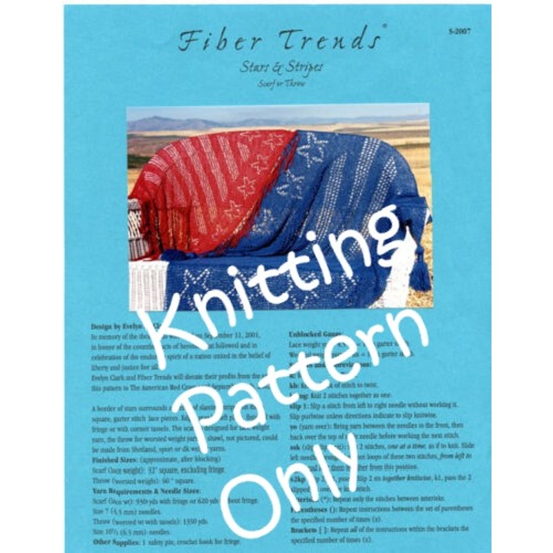 New Fiber Trends S-2007 Stars &amp; Stripes Scarf or Throw Blanket Knitting Pattern