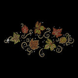 New Hand Printed Small Cotton Rhinestone Fall Autumn Leaf Long Sleeve Black Tee