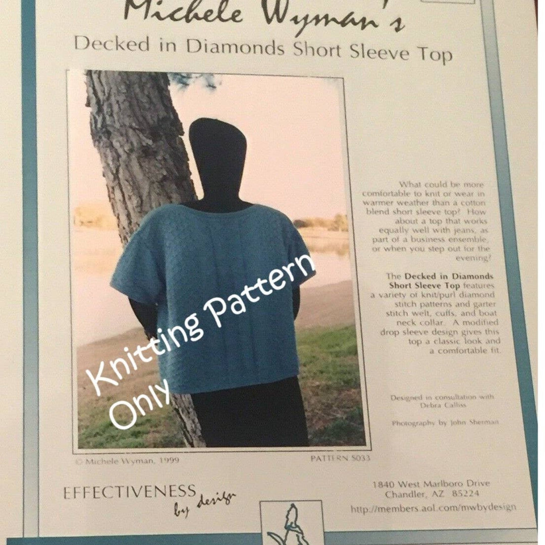 New 1999 Michele Wyman S033 Effectiveness Design Decked Diamond Knitting Pattern