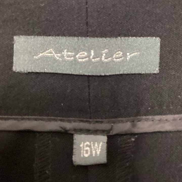 Atelier Plus Size 16W Polyester Blend Basic Long Black Straight Leg Career Pants