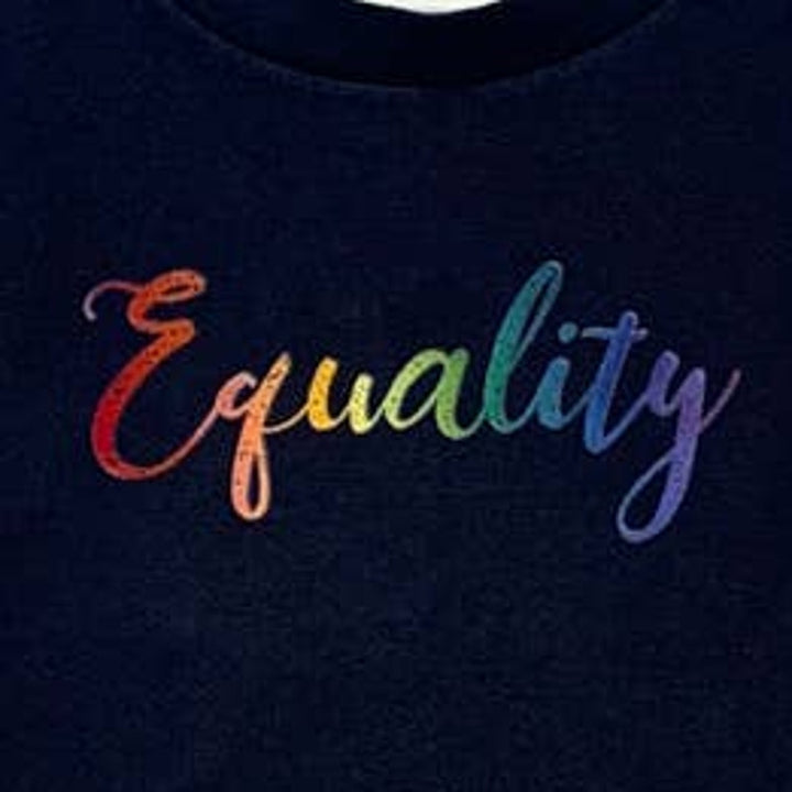 Handmade Upcycled Child 5T Rainbow Equality Pride Cotton Blend Short Sleeve Tee