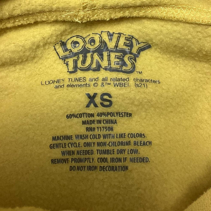 Looney Tunes XS Yellow Tweety Bird Long Sleeve Cotton Blend Sweatshirt Hoodie