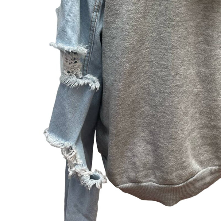 Hand Printed Upcycled 2X Equality Rainbow Pride Cotton Blend Distressed Hoodie