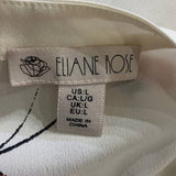 Elaine Rose Large 100% Polyester SIlky Feel Short Sleeve VNeck Butterfly Blouse