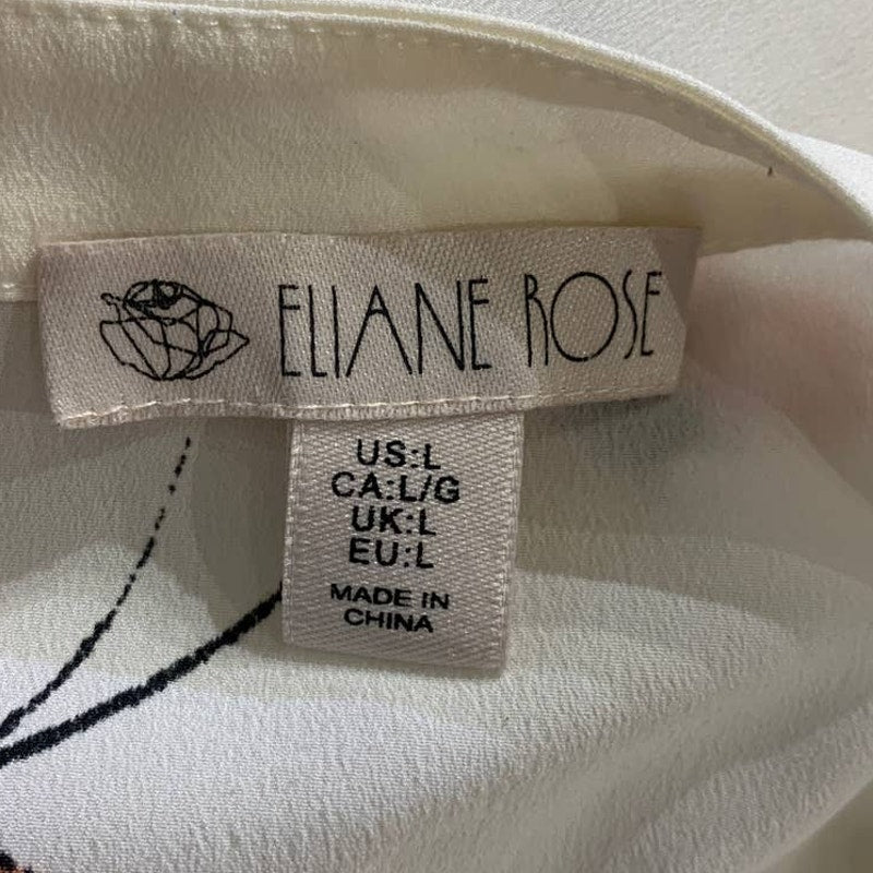 Elaine Rose Large 100% Polyester SIlky Feel Short Sleeve VNeck Butterfly Blouse
