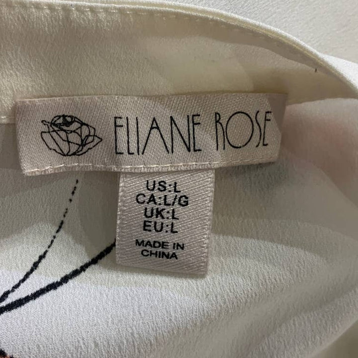 Elaine Rose Large 100% Polyester SIlky Feel Short Sleeve VNeck Butterfly Blouse