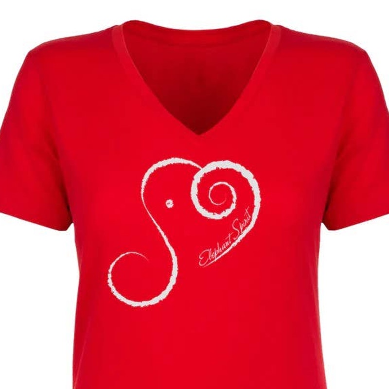 New Hand Printed Blue Elephant Spirit Cotton Blend V-Neck Short Sleeve T-Shirt