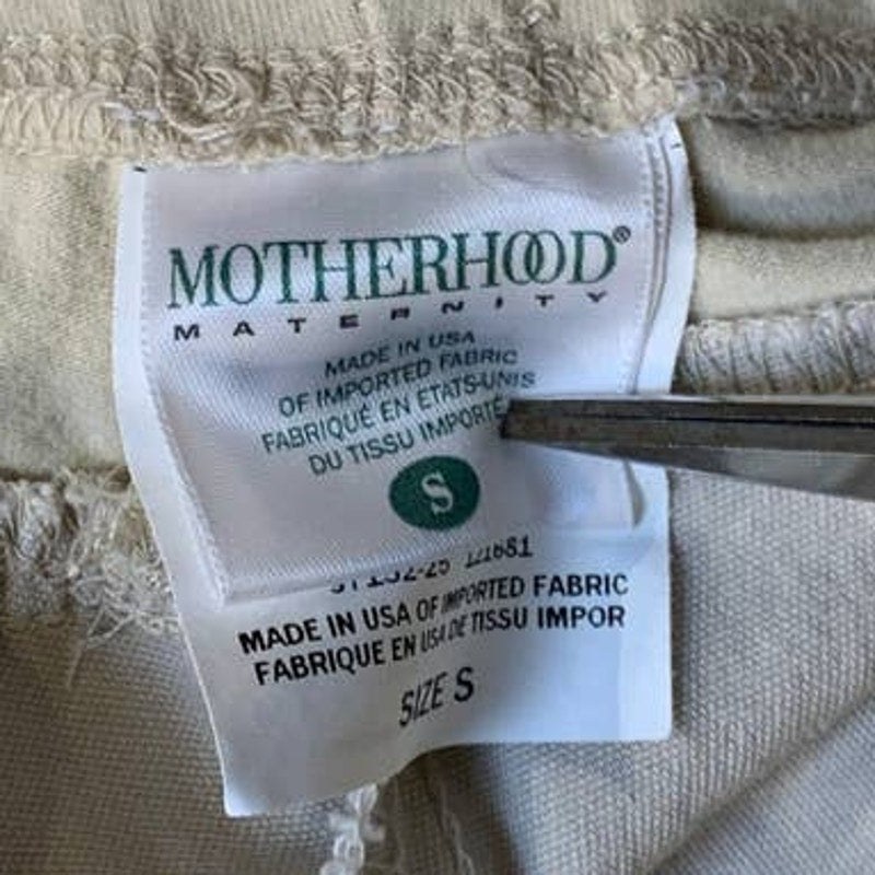 Motherhood Maternity Small Stretch Cotton Blend Long Elastic Waist Khaki Pants