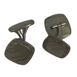 Vintage Pair of Silver Toned Small Square Textured Mens Formal Shirt Cufflinks