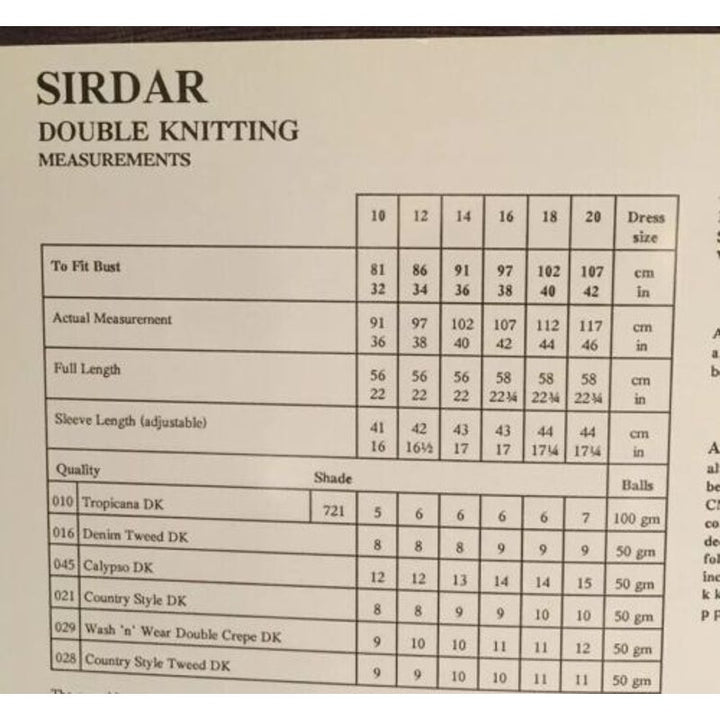 New Sirdar 5635 Tropicana Double Knitting Cardigan Sweater Knitting Pattern
