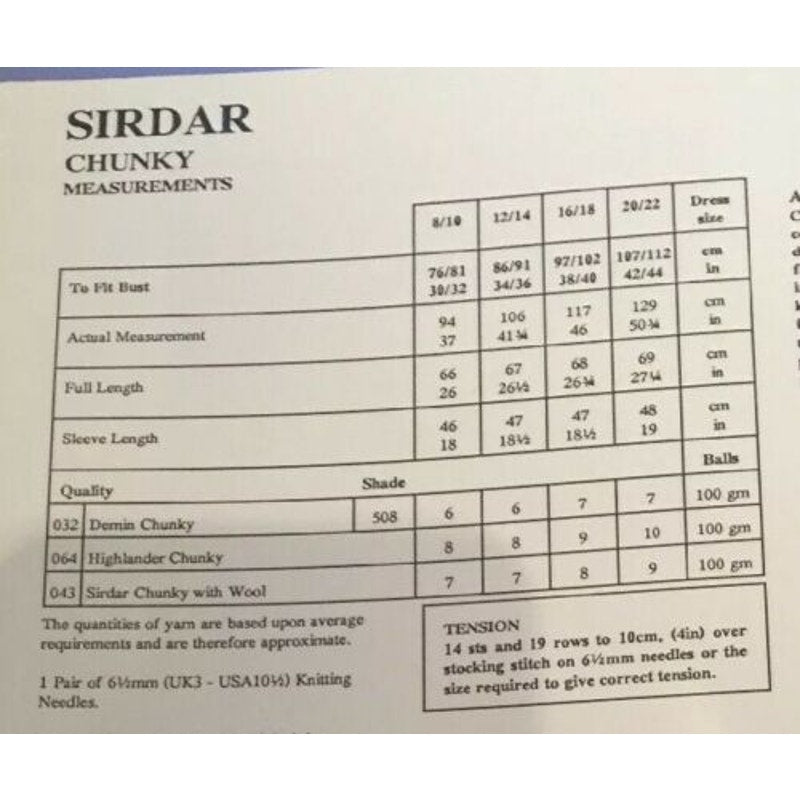 New Sirdar 5399 Denim Chunky Womens Patchwork Pullover Sweater Knitting Pattern