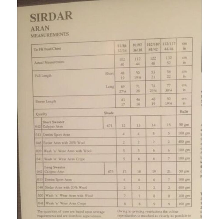New Sirdar 5459 Calypso Aran Mens Womens Pullover Sweater Knitting Pattern