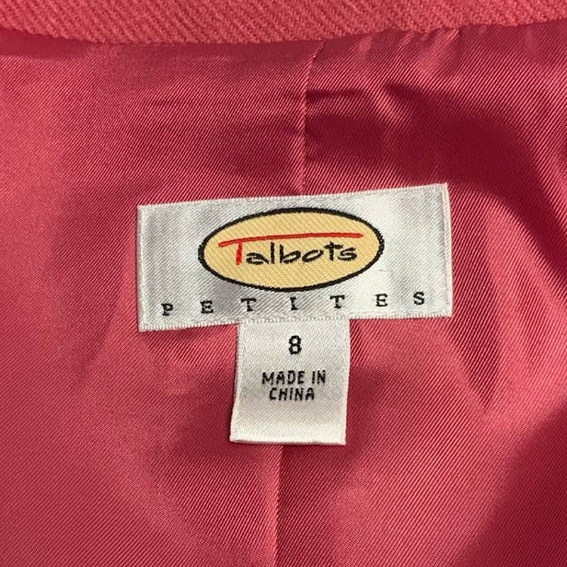 Talbots Petites Size 8 Hot Pink Wool Cashmere Blend Career Blazer Jacket w Belt