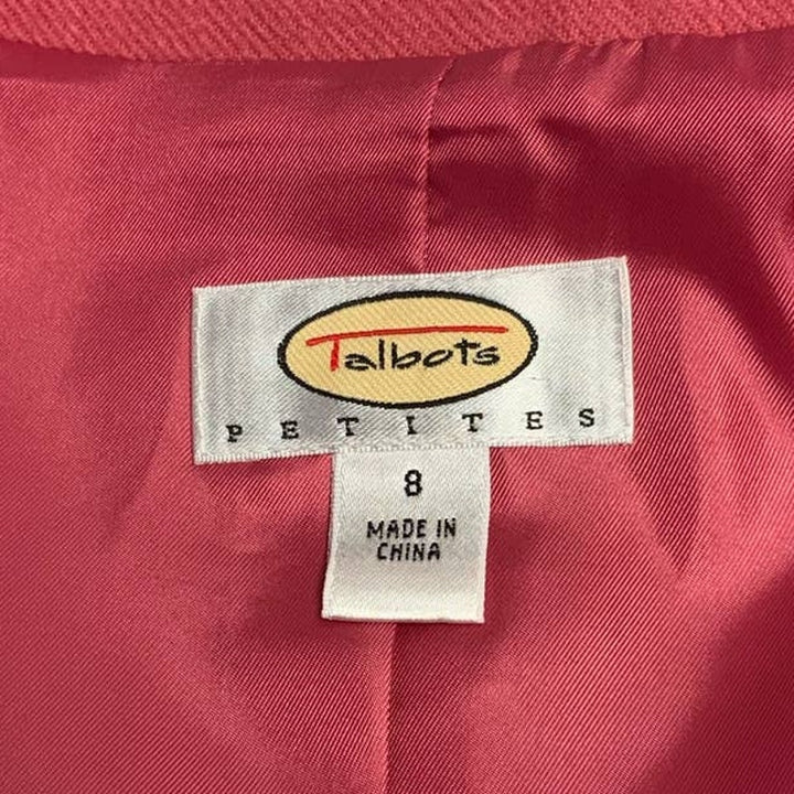 Talbots Petites Size 8 Hot Pink Wool Cashmere Blend Career Blazer Jacket w Belt