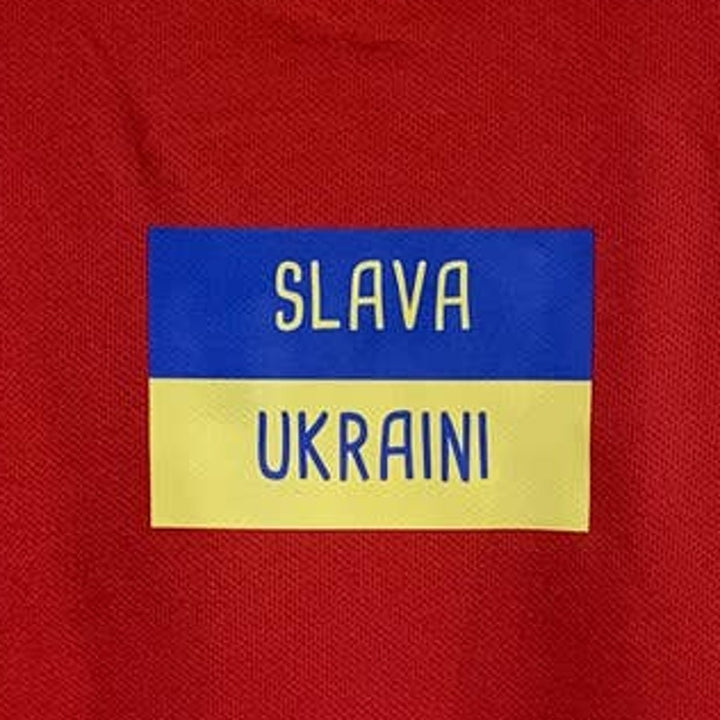 Upcycled Hand Printed Mens Medium Ukraine Peace Stork Bird Slava Ukraini Tee