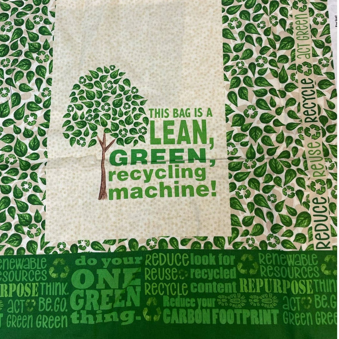 Set of 3 Happy Planet Lean Green Fabric Reuseable Tote Bag Sewing Projects Kit