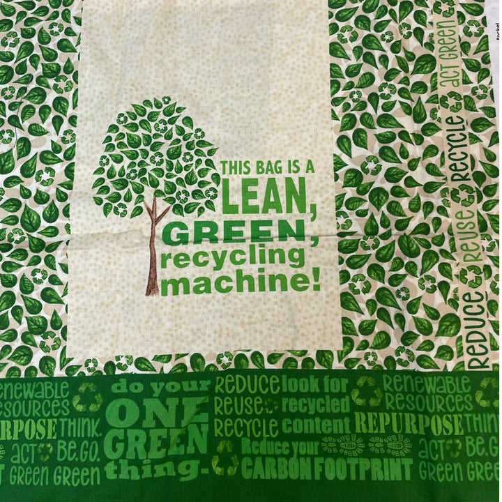 Set of 3 Happy Planet Lean Green Fabric Reuseable Tote Bag Sewing Projects Kit