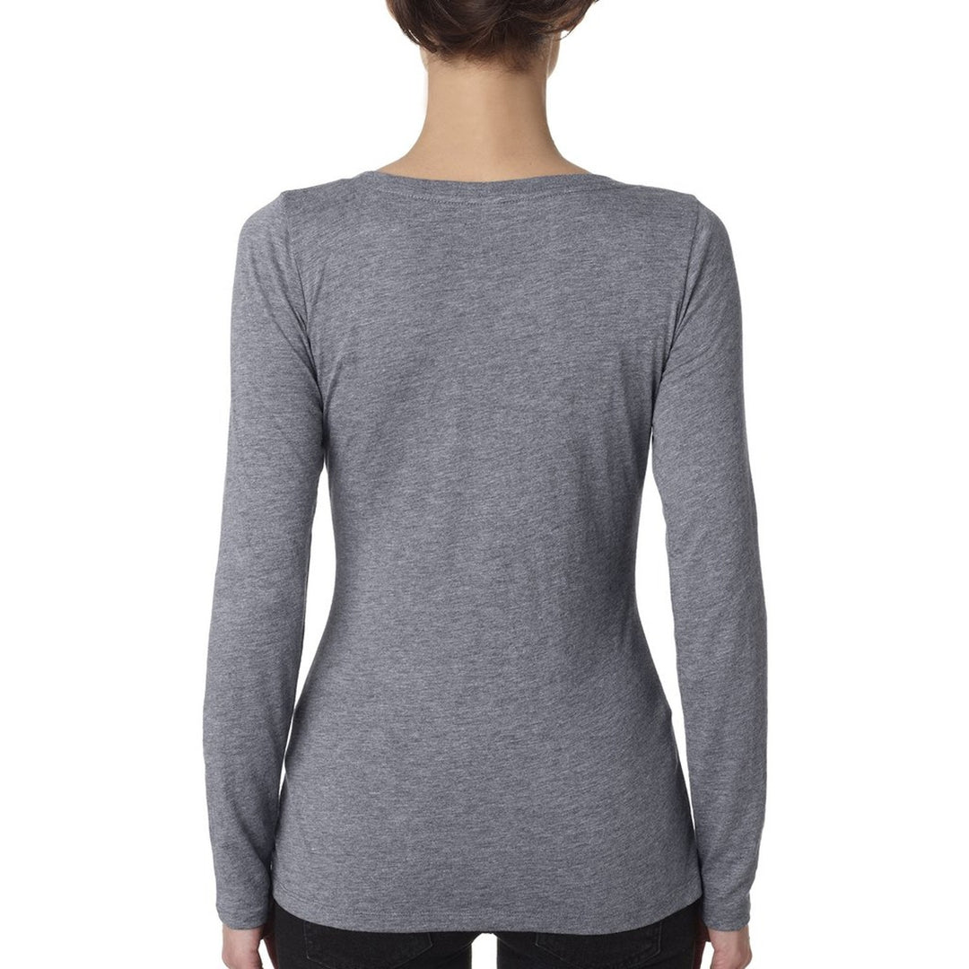 New Womens Medium Hand Printed Elephant Long Sleeve PolyCotton Scoop Neck Tee