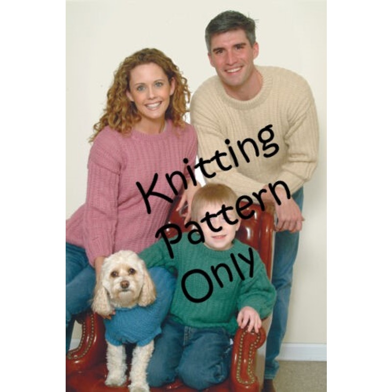 New JoAnne Turcotte Plymouth P445 Family Sweaters Child Dog Knitting Pattern
