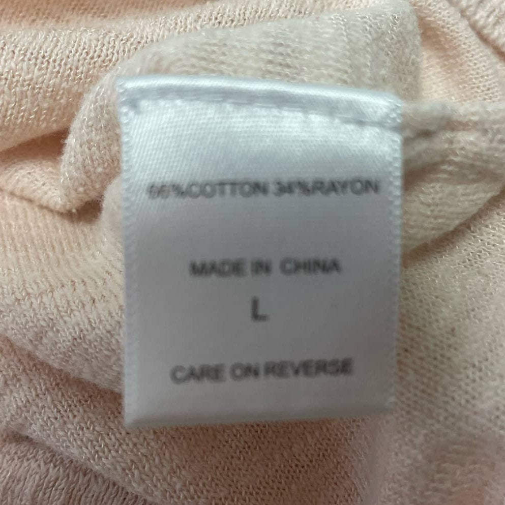 New York &amp; Company Large Blush Peach V-Neck Long Sleeve Cotton Blend Sweater