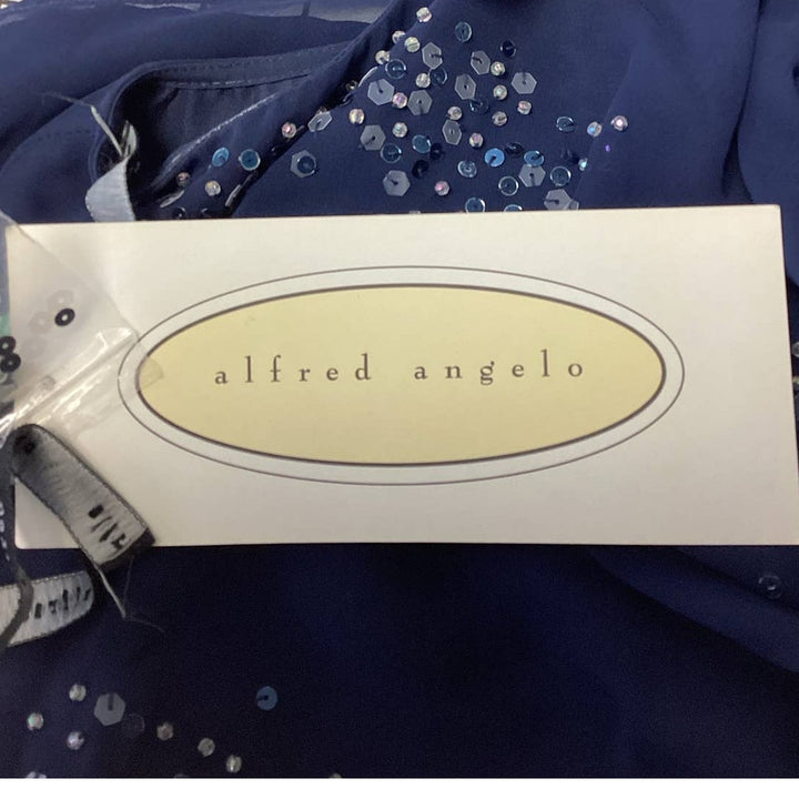 New Alfred Angelo Size 14 Navy Blue Sequined Fully Lined Sleeveless Formal Top