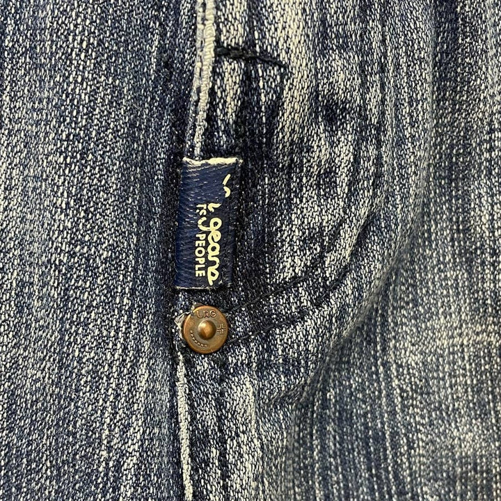 LRG Geans Womens Large 34 US 14 Make Jeans Not War Cutoff Denim Blue Jeans