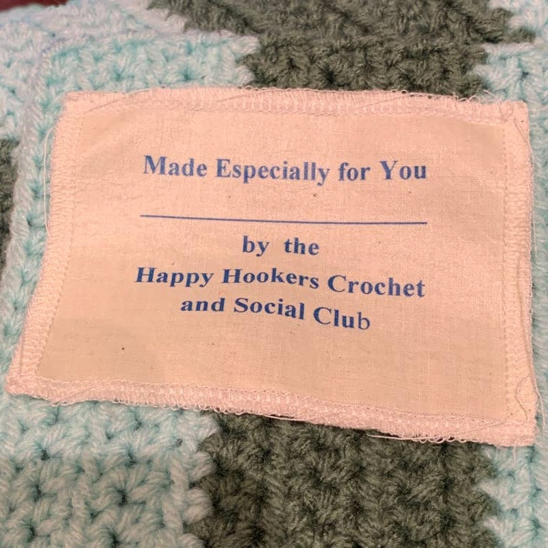 Handmade Crocheted Green Striped Lap Blanket Afghan Throw Child Size