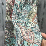 Spense Womens Medium Boho Patchwork Lace Cold Shoulder Bell Sleeve Paisley Top