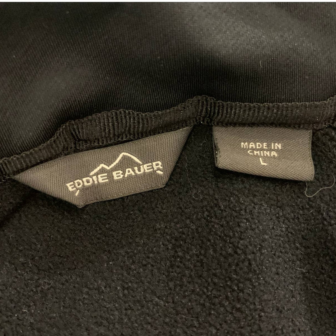 Eddie Bauer Large Full Zip Black Fitted Polyester Blend Zipper Pockets Jacket