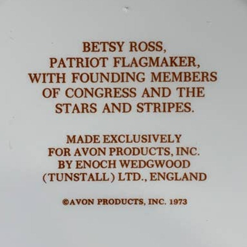Vintage 1973 Avon Enoch Wedgwood Betsy Ross Patriot Flagmaker Ceramic Plate