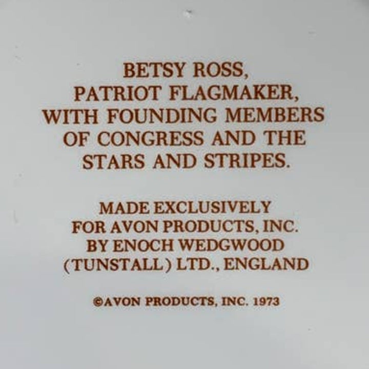 Vintage 1973 Avon Enoch Wedgwood Betsy Ross Patriot Flagmaker Ceramic Plate