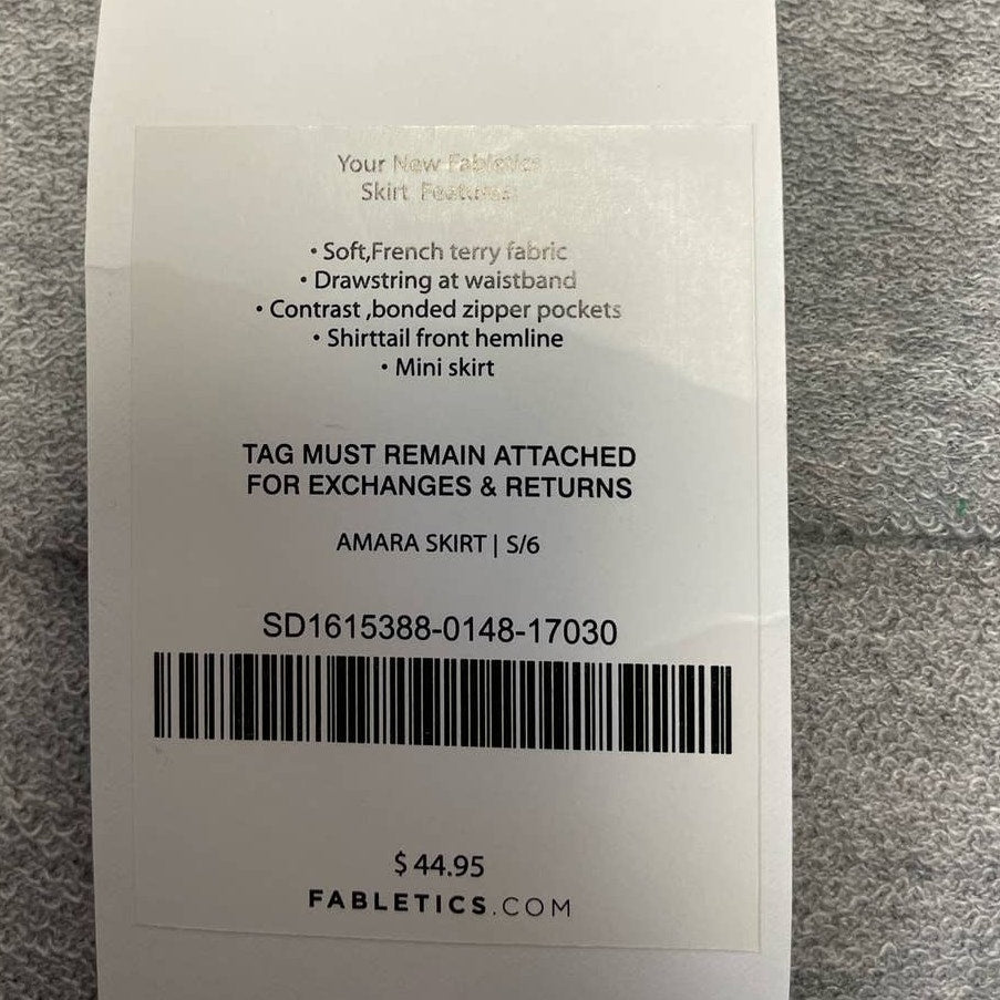 New Fabletics Small Amara Drawstring Waist Zip Front Pockets Cotton Blend Skirt
