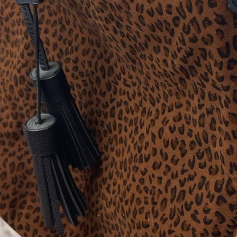 AEO Soft Faux Leather Velour Leopard Spot Adustable Shoulder Strap Purse Handbag