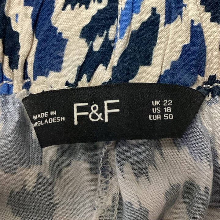 F&amp;F Womens Size 18 Drawstring Elastic Waist Geometric Flowy Tapered Leg Pants