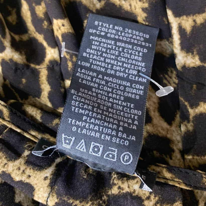 Chelsea &amp; Theodore Womens Small Short Sleeve Polyester Leopard Print Top Blouse