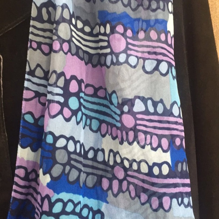 3 Blue Purple Green Infinity Silk Screen Print &amp; Knit Warm Winter Scarves Lot