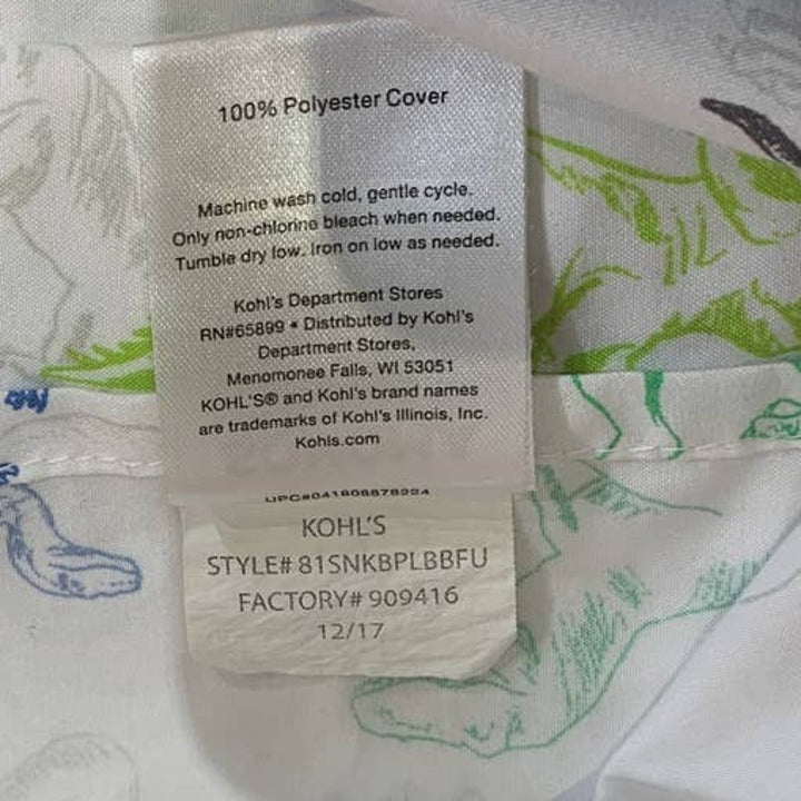 Sonoma for Life Dinosaur TRex Raptor Full Flat Bed Sheet 100% Polyester