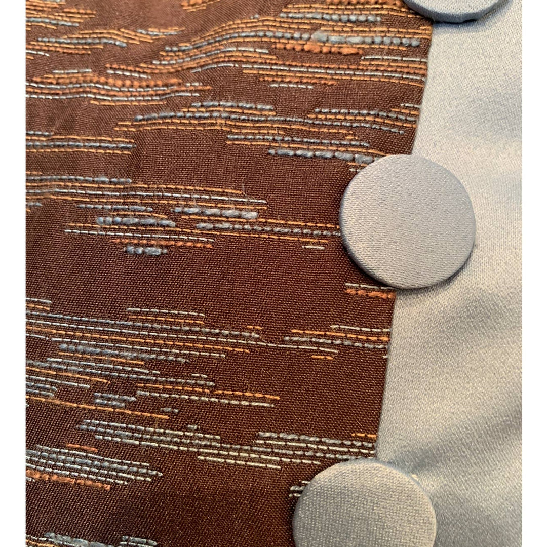 Urban Living Brown Blue Textured Home Decor Throw Toss Pillow w Button Accents